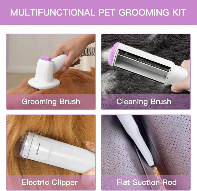 Dog Grooming Vacuum Kit – All-in-One Pet Hair Remover with 2.5L Dust Cup & Powerful Suction