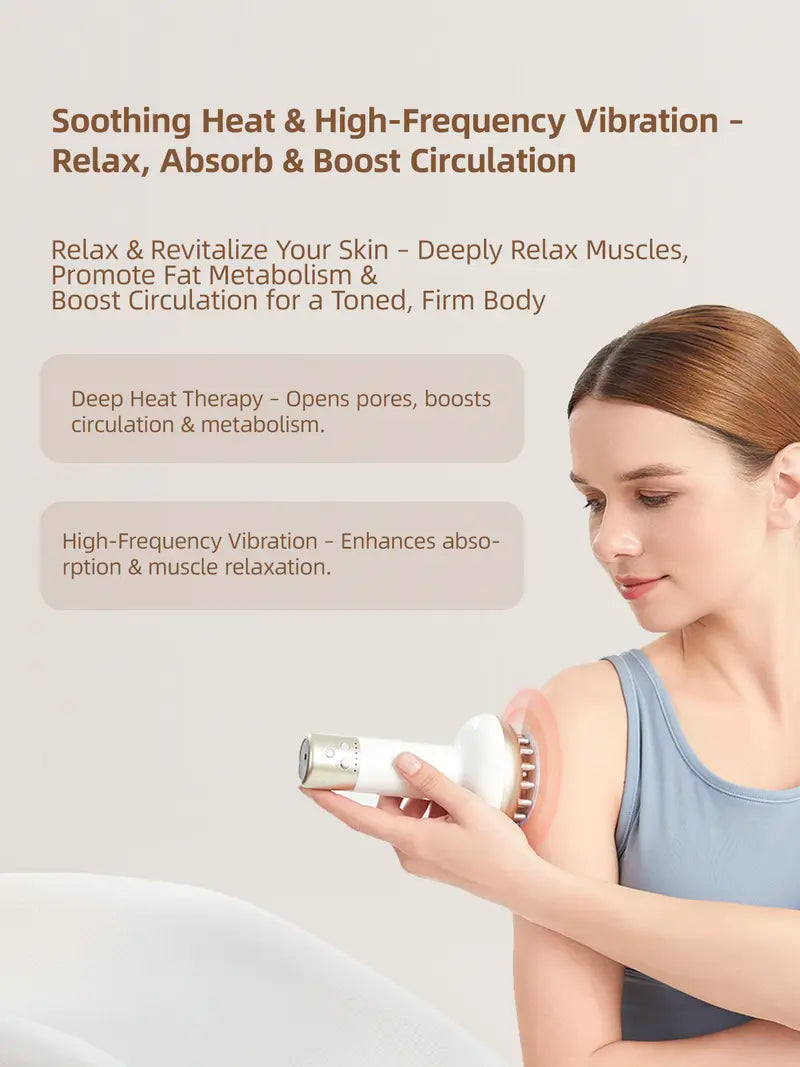 Pro Mini Massager for Lymphatic Detox & Pain Relief – 3-in-1 Pulse, Heat & Red Light Therapy, Portable Wellness Gift
