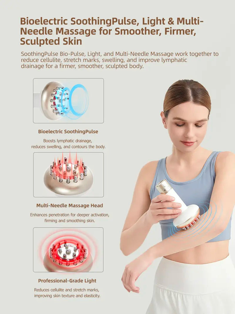 Pro Mini Massager for Lymphatic Detox & Pain Relief – 3-in-1 Pulse, Heat & Red Light Therapy, Portable Wellness Gift