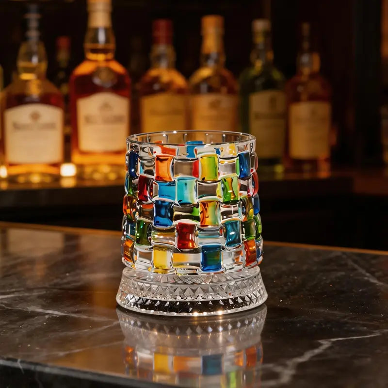 Luxury Hand-Painted Crystal Whiskey Glass – Smooth Spinning Tumbler for Whiskey Lovers