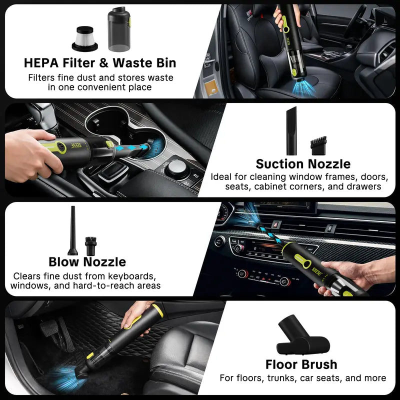 20000Pa Cordless Car Vacuum & Air Duster – 2-in-1 Handheld Cleaner with 6000mAh Battery