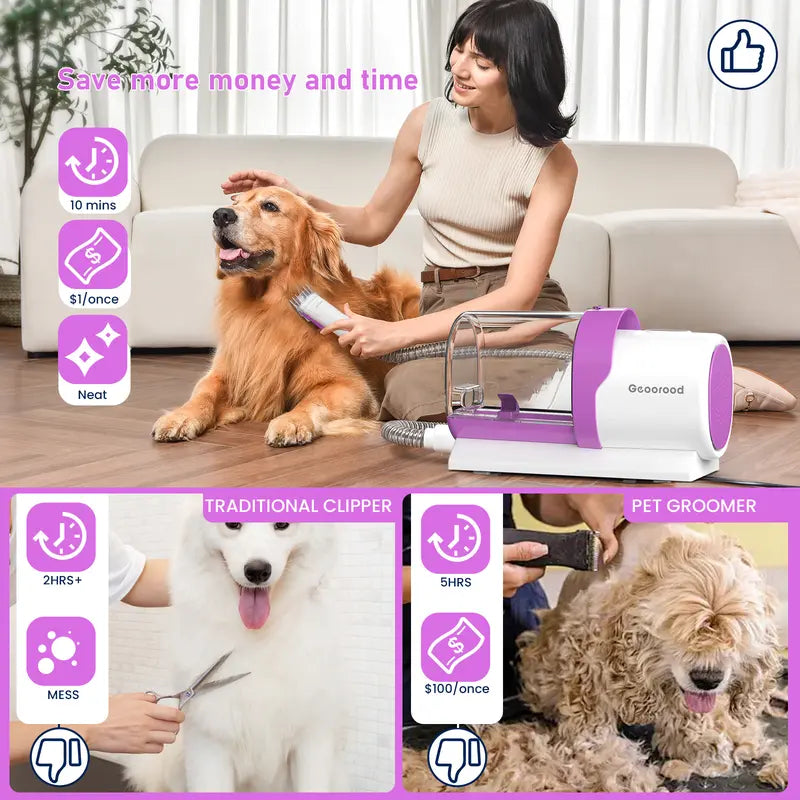 Dog Grooming Vacuum Kit – All-in-One Pet Hair Remover with 2.5L Dust Cup & Powerful Suction