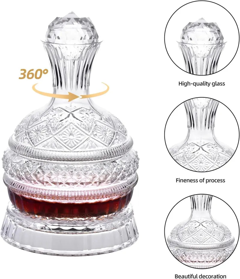 1.6L Rotating Wine Decanter – Spill-Free Aerator for Richer Flavor & Elegant Serving