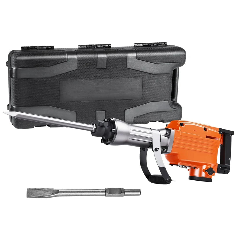 Electric Demolition Jackhammer – Heavy Duty Concrete Breaker with 360° Handle & Chisel Set