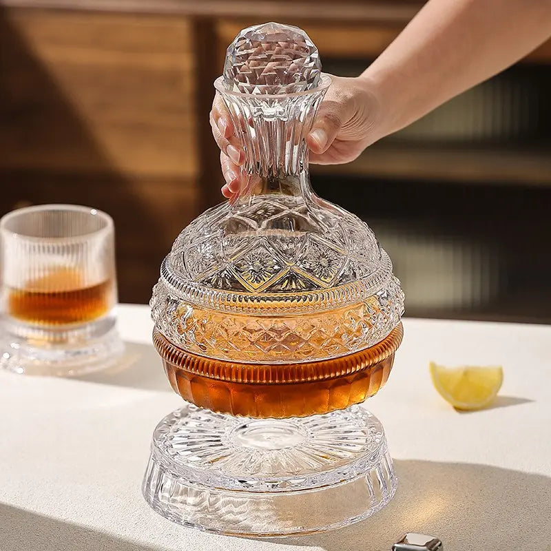 1.6L Rotating Wine Decanter – Spill-Free Aerator for Richer Flavor & Elegant Serving