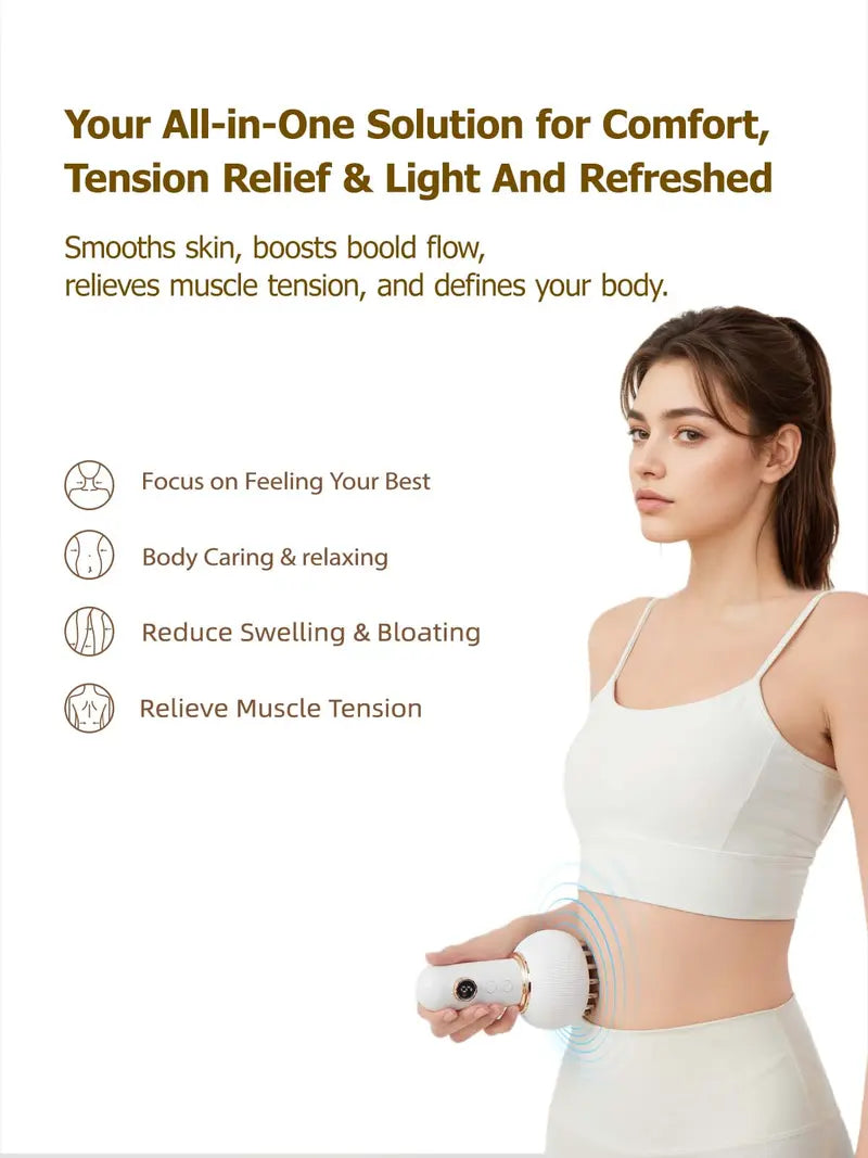 Rechargeable Handheld Massager: 2-in-1 Heat & Vibration for Lymphatic Drainage & Muscle Relief – Full Body Portable Design